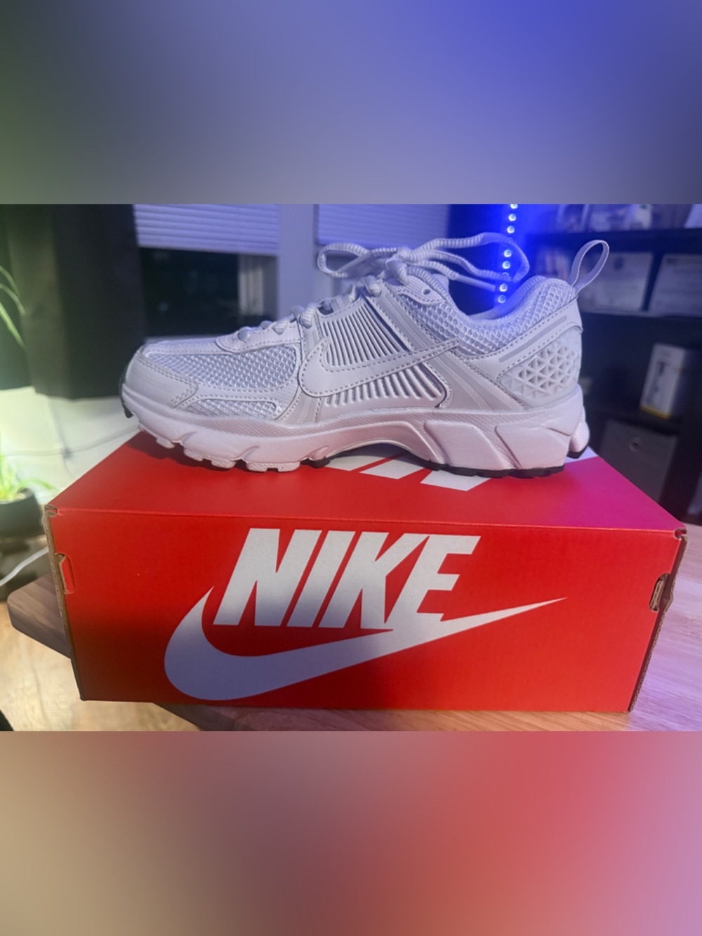 Nike Kids White Mesh & Synthetic Sneaker with Lace-Up